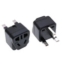 Square-shaped three plug power conversion adapter in black and white colour options