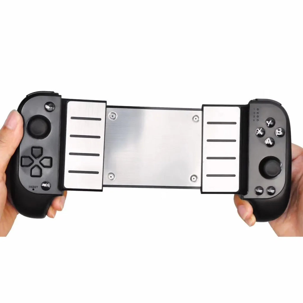 Cytec wireless Bluetooth telescopic game controller holding a mobile phone, in black, red, or blue.