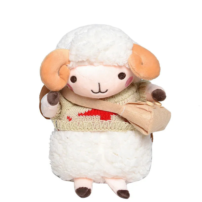 Little Sheep plush crossbody bag showing square design with lamb pattern and soft handle strap