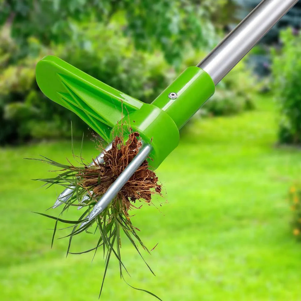 Aluminium tube gardening weeding tool with weed puller component for manual plant removal
