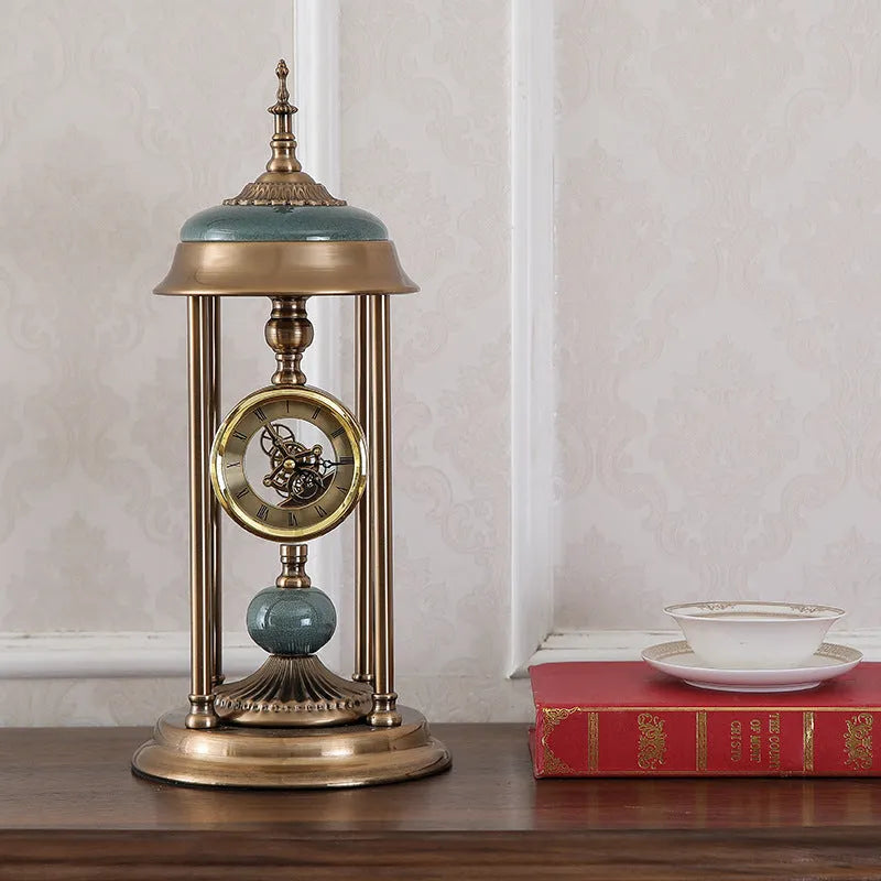 Rectangular Nordic pendulum wall clock with metal frame and glass mirror measuring 46 by 16 centimetres