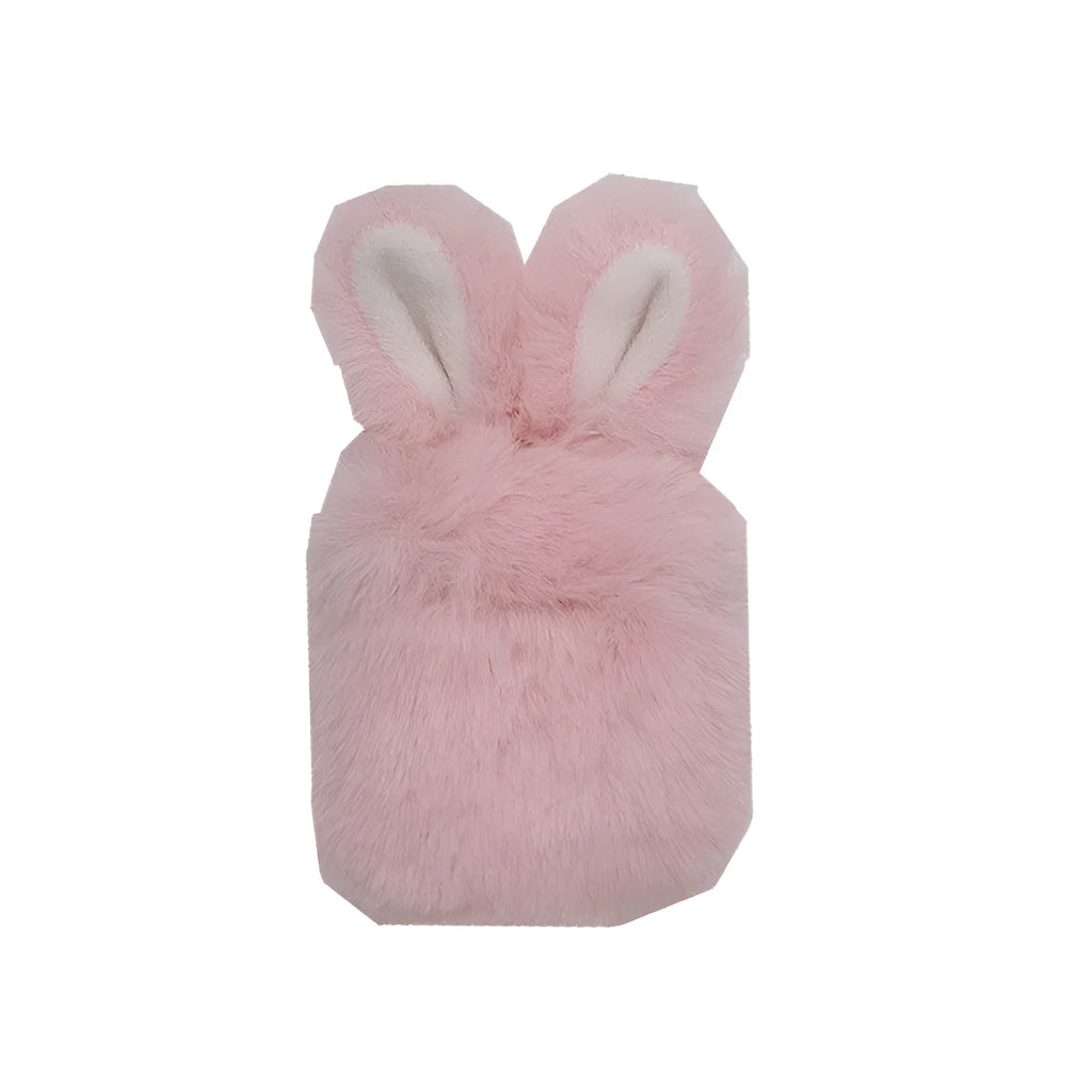 Pink silicone AirPods protective cover with plush rabbit ears decoration for AirPods Pro and AirPods 3