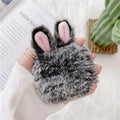 Pink silicone AirPods protective cover with plush rabbit ears decoration for AirPods Pro and AirPods 3