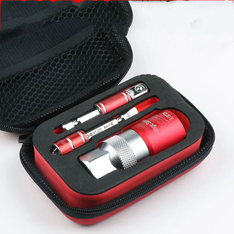 Red metric socket set with 7-19mm and 9-21mm sleeves for electric screw wrench