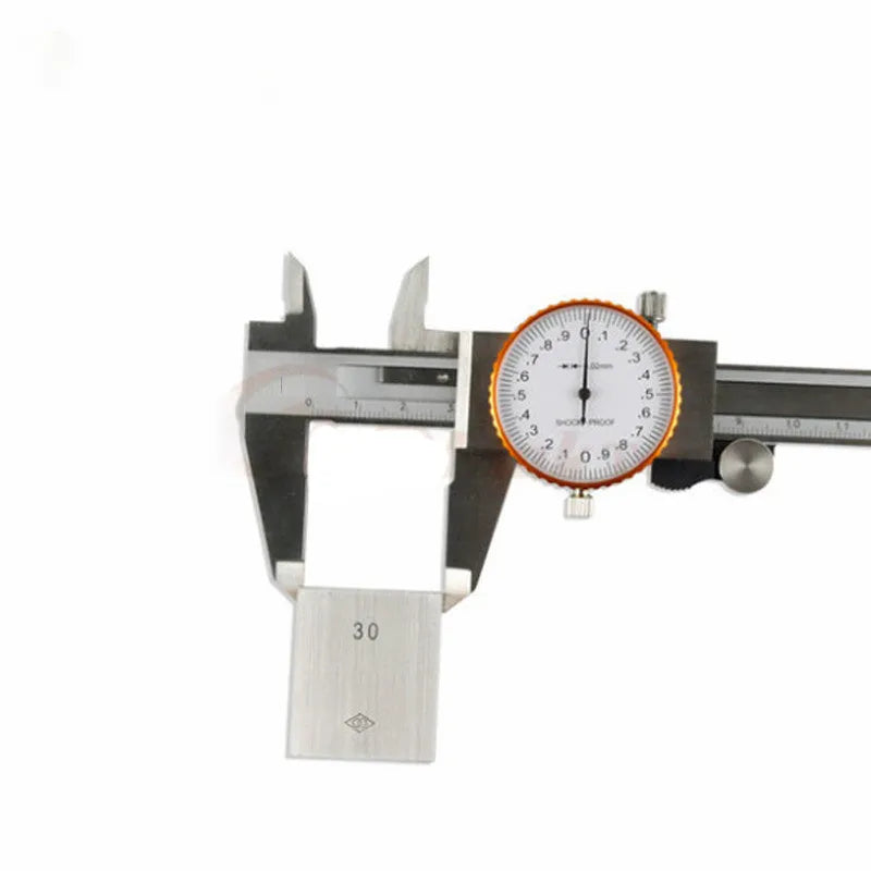 Black plastic vernier caliper showing 0-150mm measurement scale with stainless steel measuring jaws