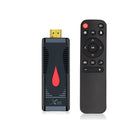 Smart TV set-top box mini PC dongle with HDMI connector and remote control for streaming and screen mirroring