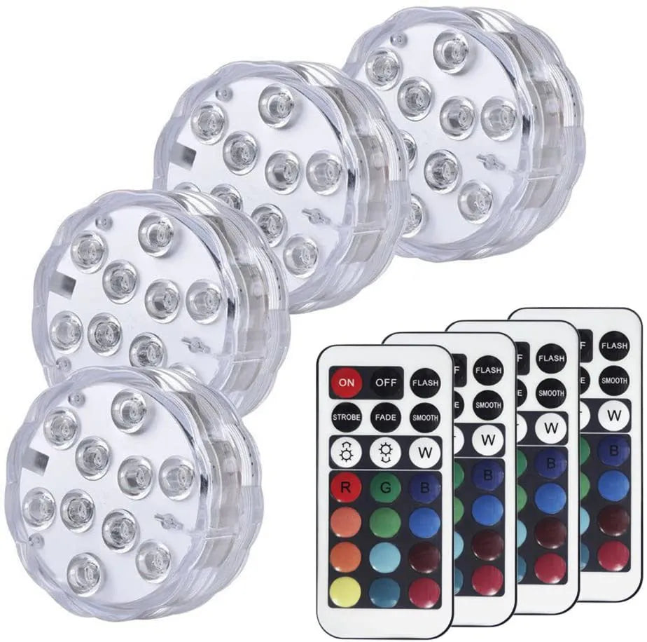 Circular waterproof LED light with remote control for garden pools and indoor decoration