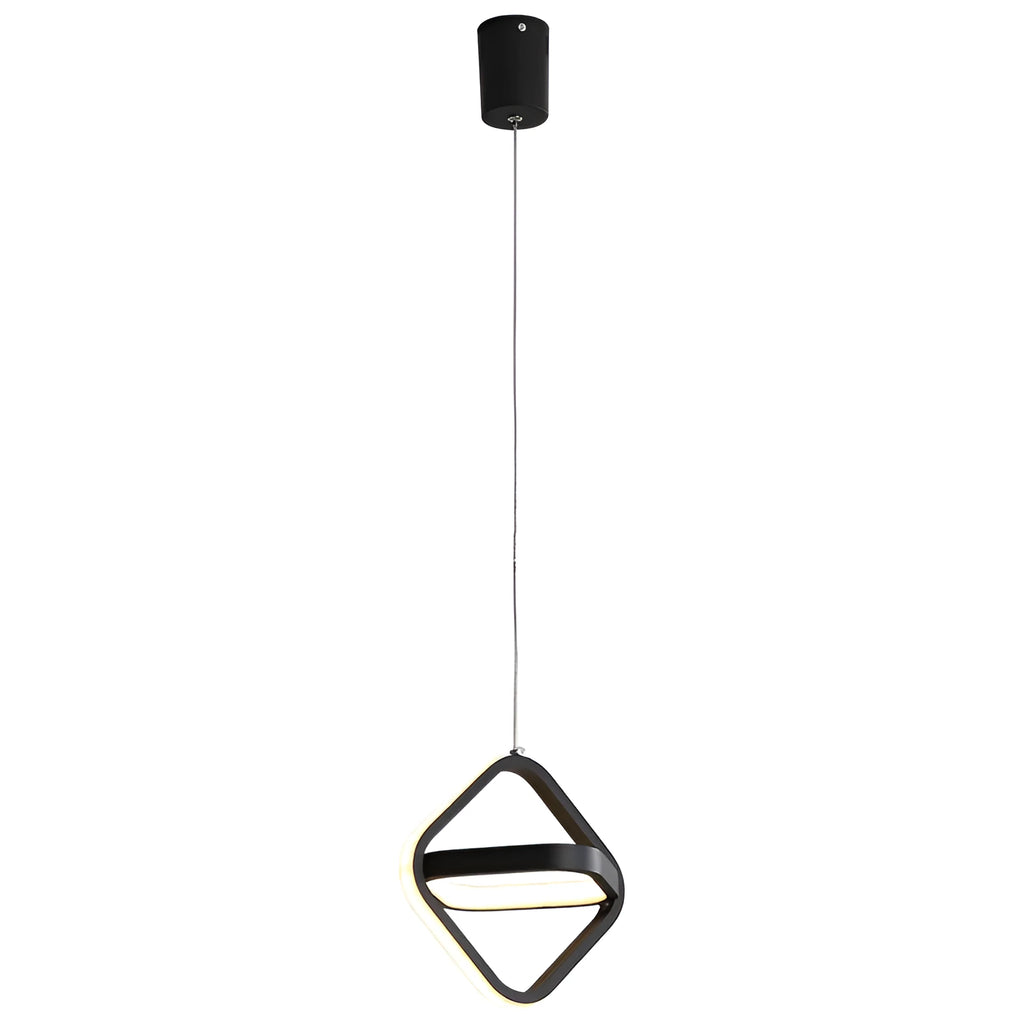 Minimalist bedside lamp with remote control in black or white geometric design