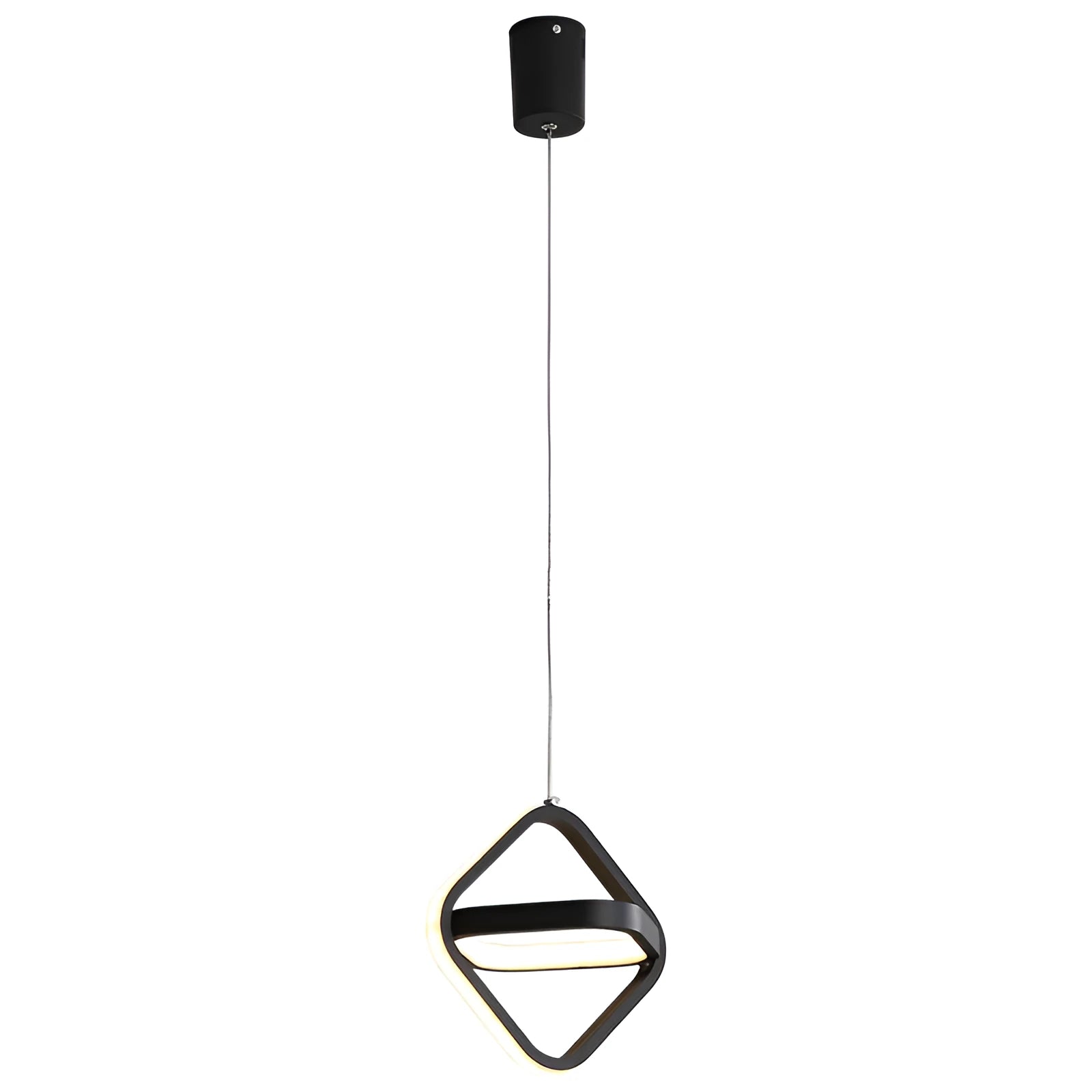 Minimalist bedside lamp with remote control in black or white geometric design