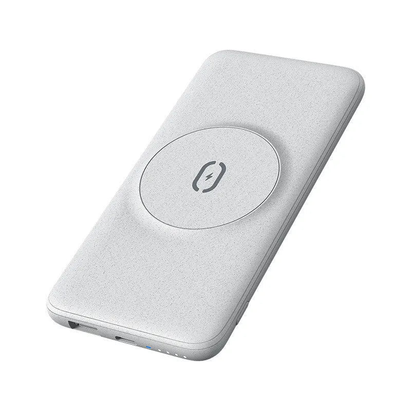Mint green magnetic wireless power bank with back clip showing dimensions 15.5cm x 7.5cm