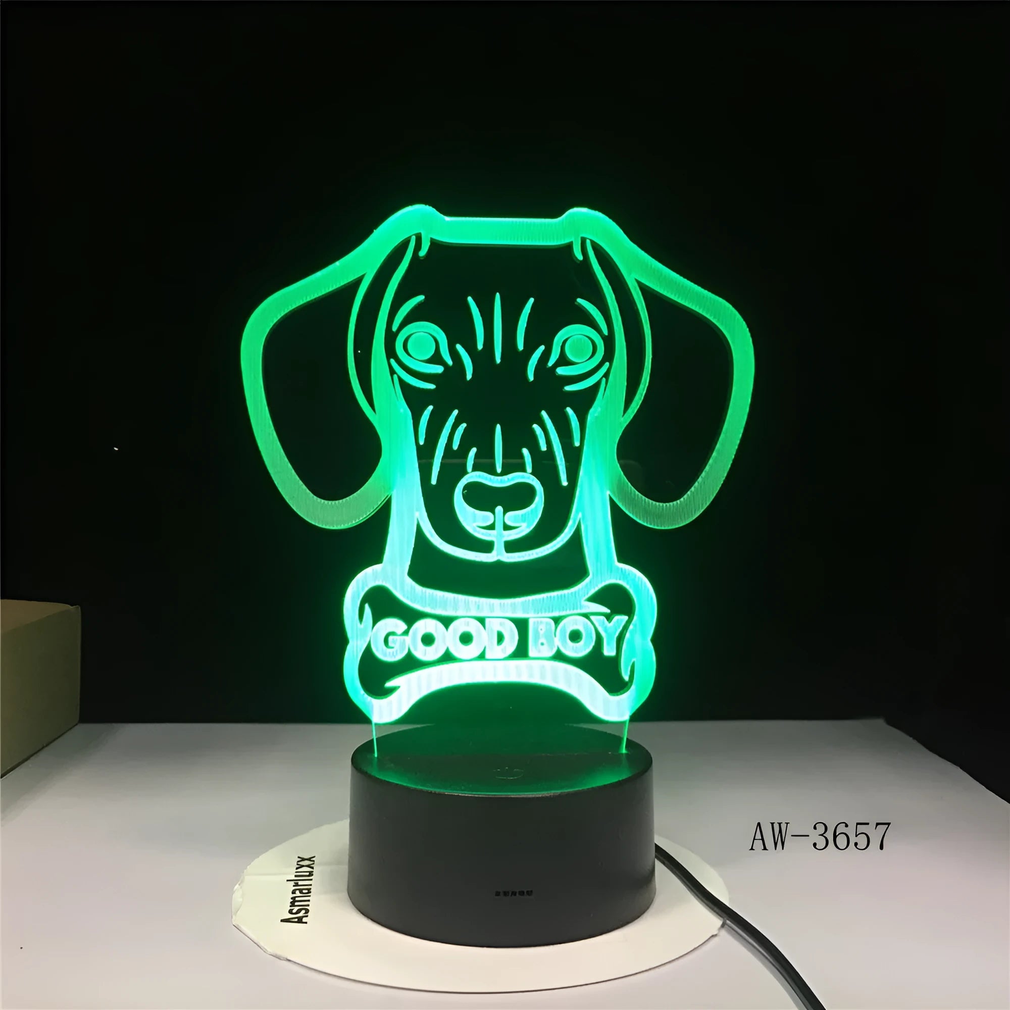 Colourful gradient LED table lamp with remote control on wooden surface