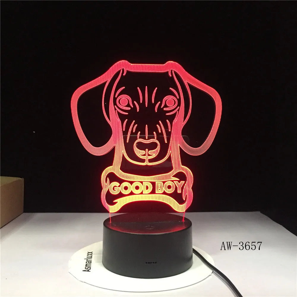Colourful gradient LED table lamp with remote control on wooden surface