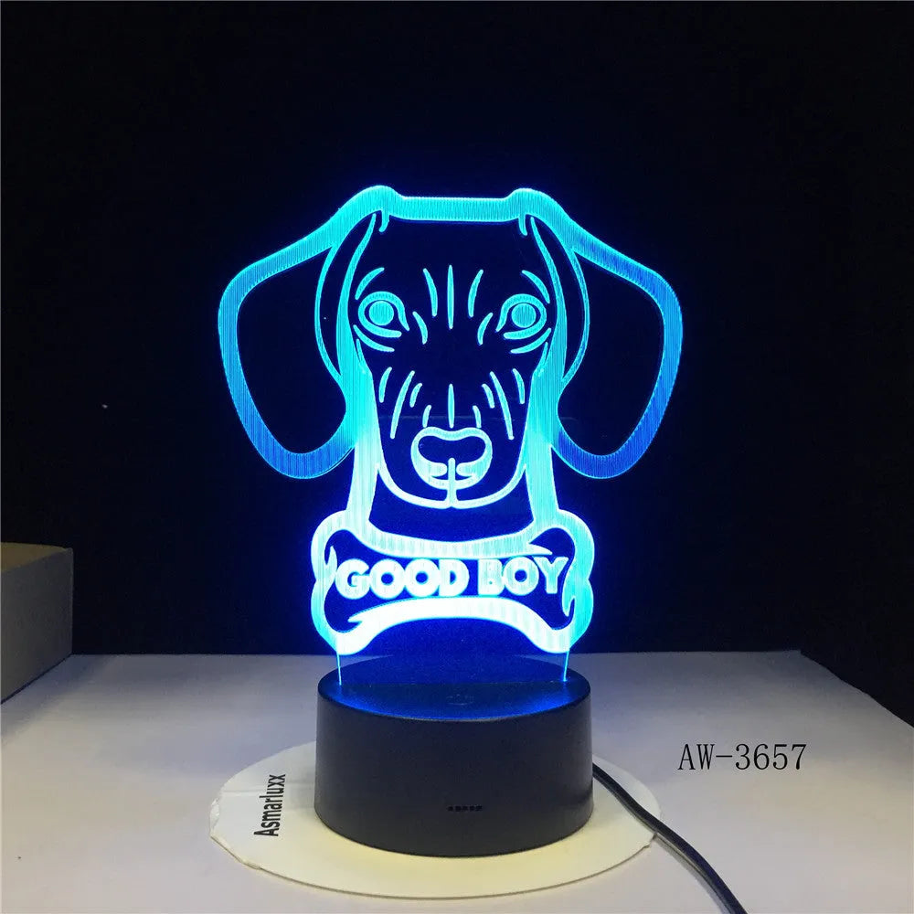 Colourful gradient LED table lamp with remote control on wooden surface
