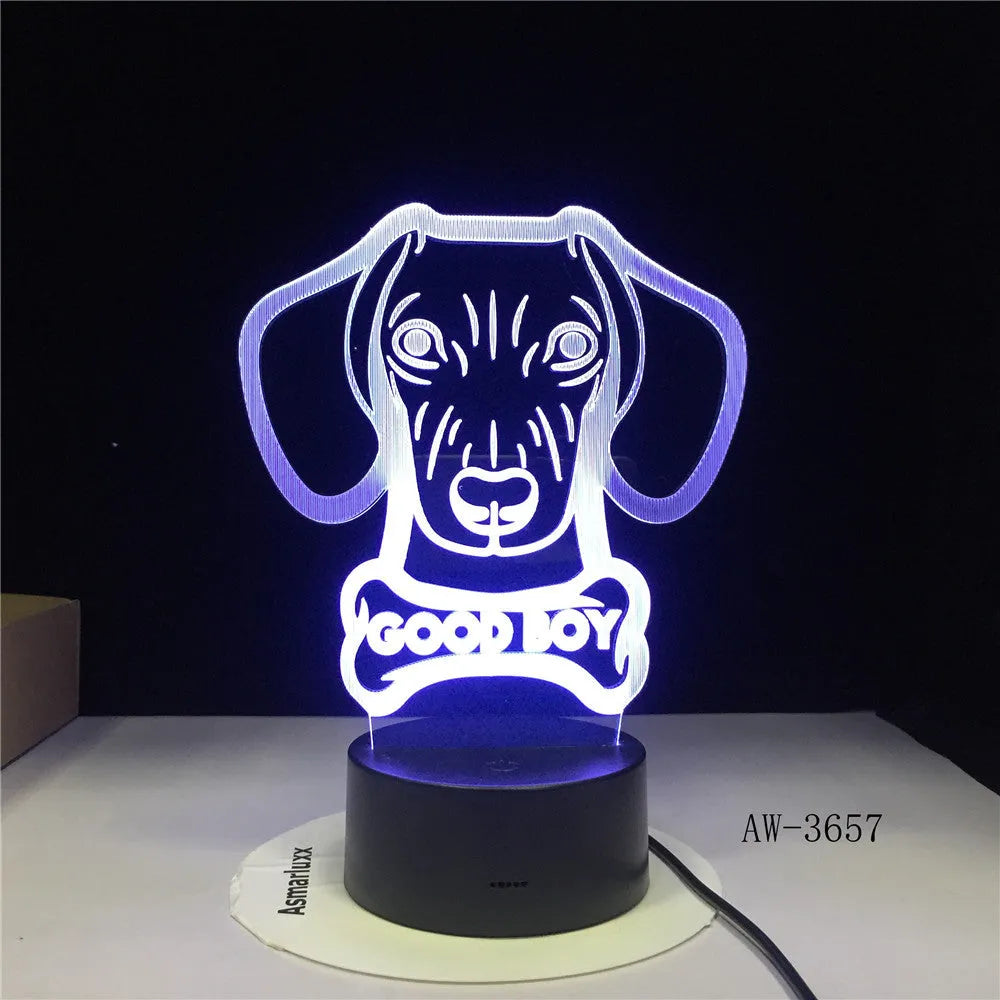 Colourful gradient LED table lamp with remote control on wooden surface