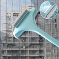 Blue double-sided window cleaning brush with a microfibre scraper on one side and a crevice brush attachment.