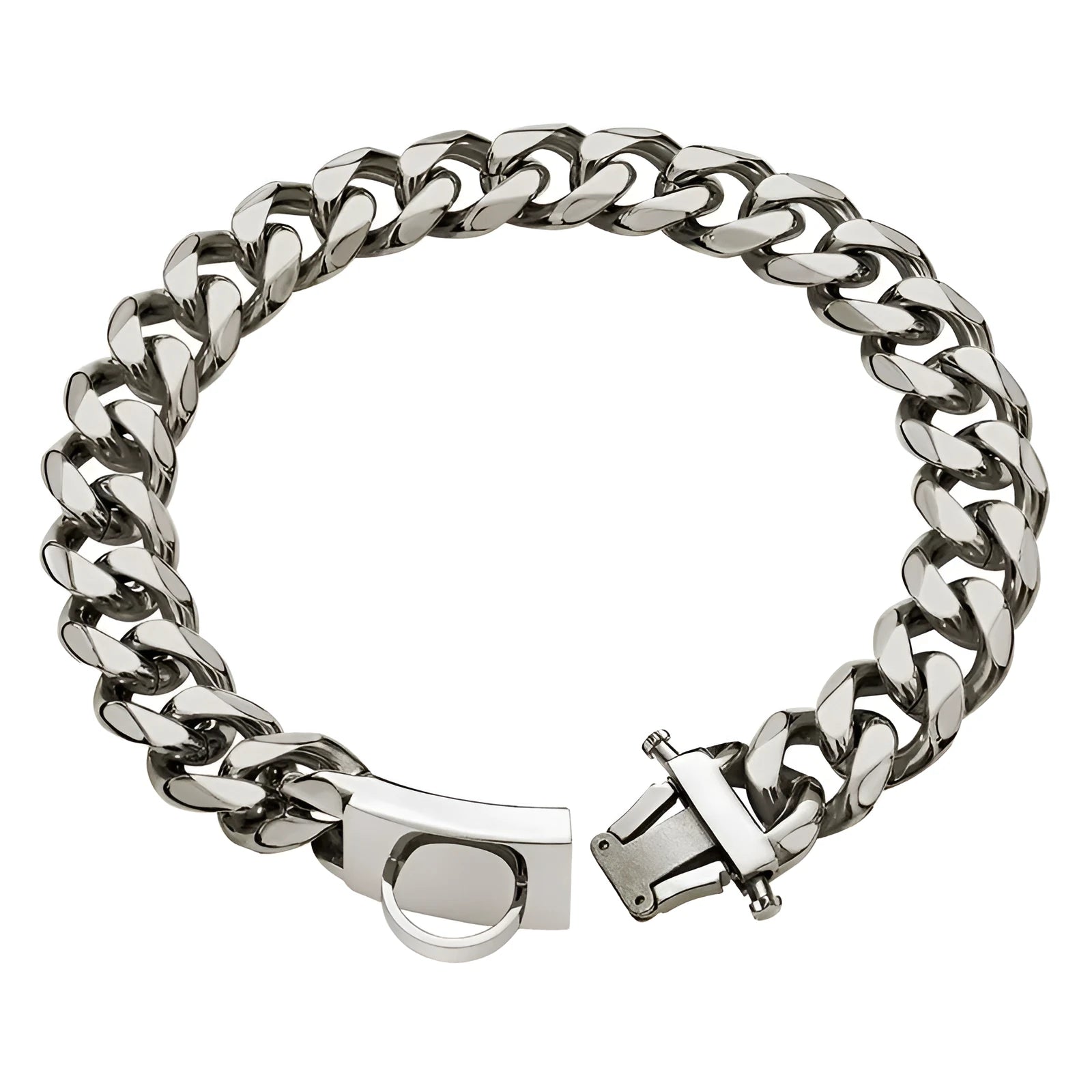 Kaslow 19mm titanium steel dog collar chain in silver for medium and large breeds