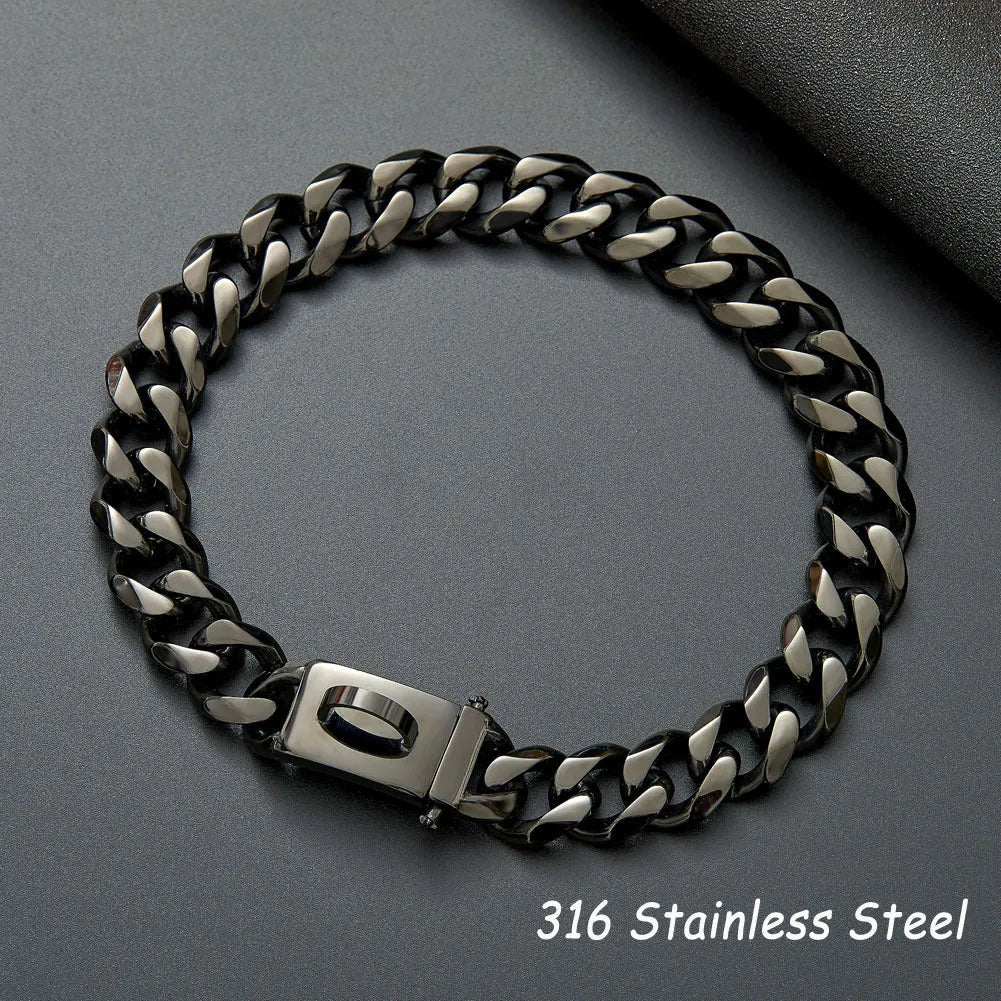 Kaslow 19mm titanium steel dog collar chain in silver for medium and large breeds