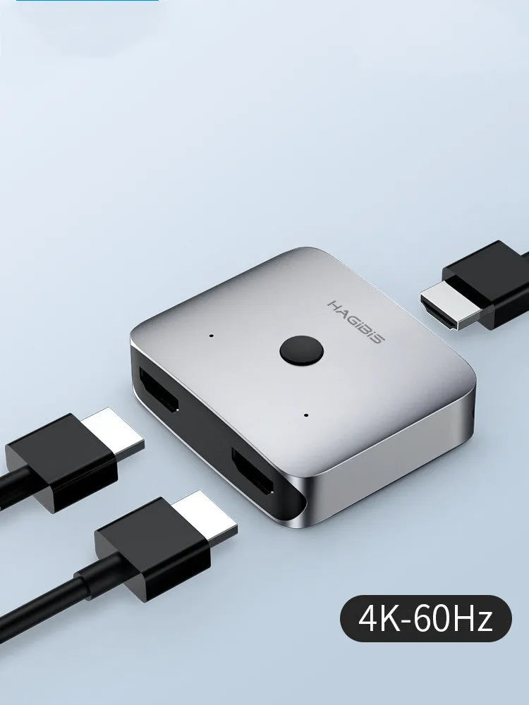 Grey Haibeisi HDMI one to two switcher splitter for 4K computer TV monitor video
