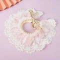 Lace gauze cat collar scarf bib in pink with embroidery for princess style accessory.