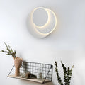 Modern round wall lamp in black or white with acrylic shade, shown in three sizes: 22cm, 18cm, and 14cm diameter.