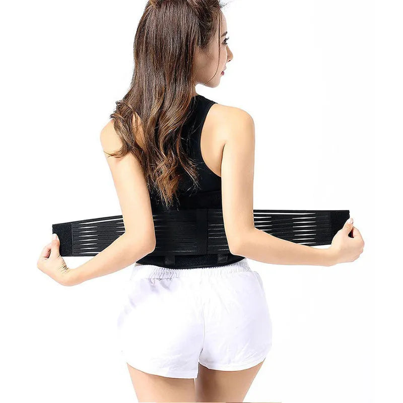 Self-heating waist protection fixed belt in elastic cloth shown in black and beige colours