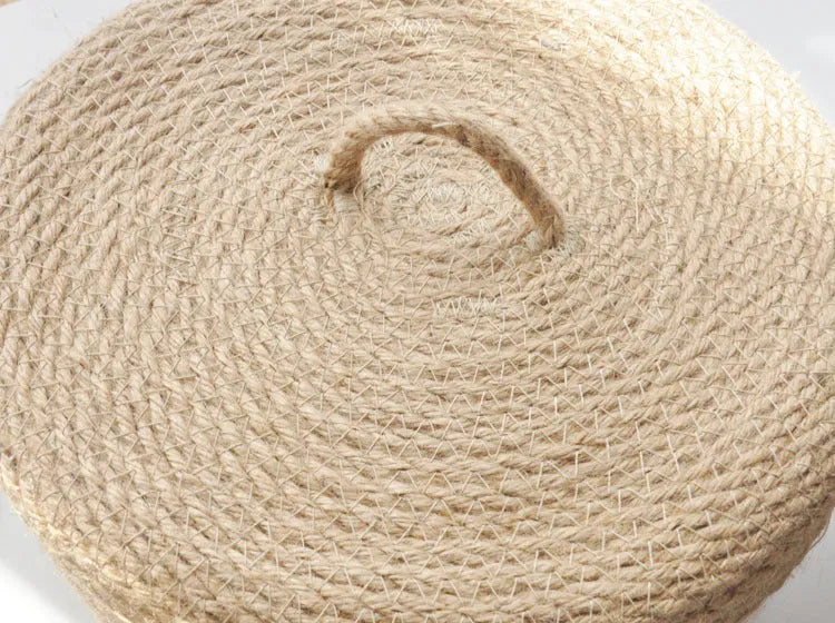 Japanese style linen fabric storage basket with a dustproof cover in three sizes.
