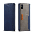 Retro brown leather flip wallet phone case for iPhone, shown open with card slots visible.