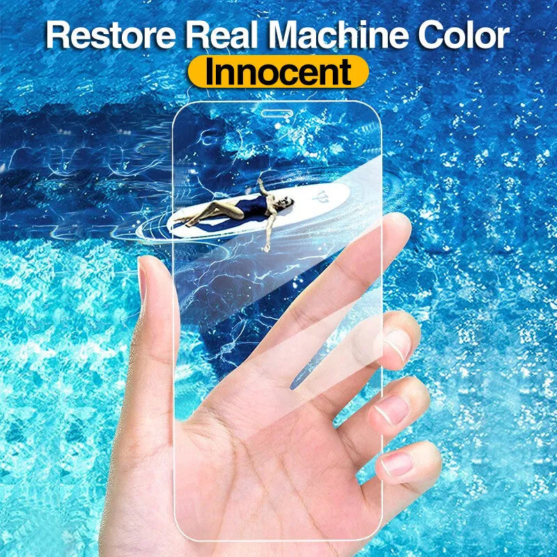 Four transparent tempered glass screen protectors for Apple iPhone with anti-blue light feature