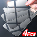 Four transparent tempered glass screen protectors for Apple iPhone with anti-blue light feature