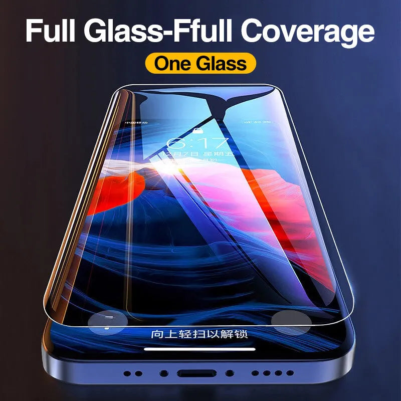 Four transparent tempered glass screen protectors for Apple iPhone with anti-blue light feature
