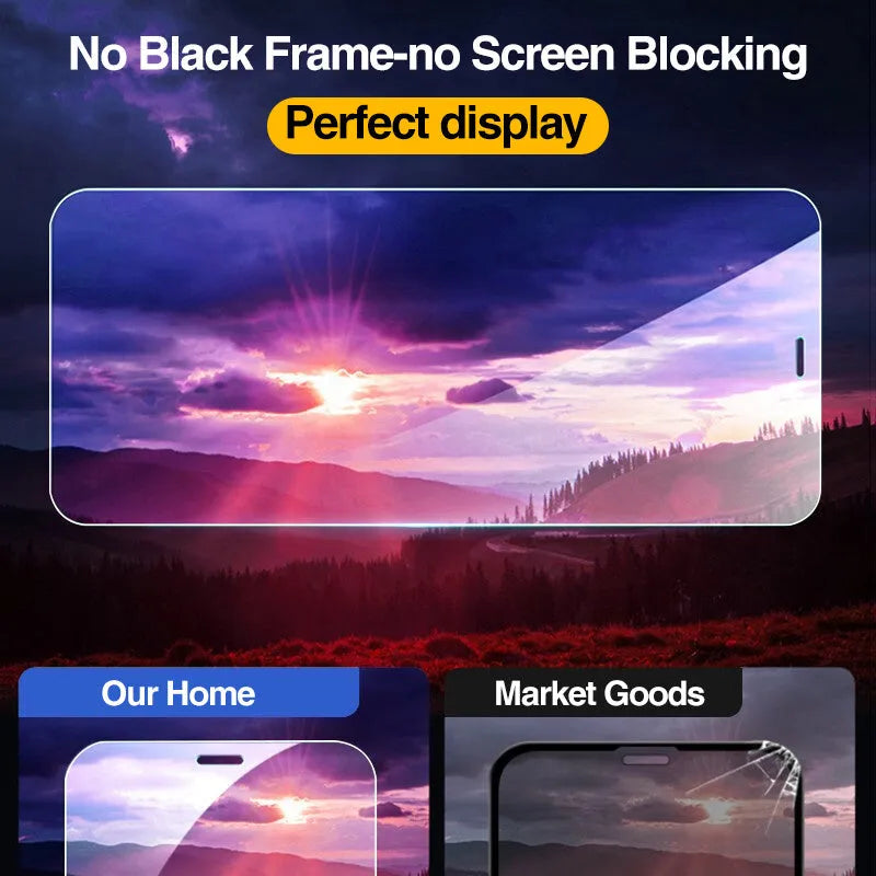 Four transparent tempered glass screen protectors for Apple iPhone with anti-blue light feature