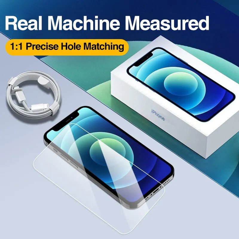 Four transparent tempered glass screen protectors for Apple iPhone with anti-blue light feature