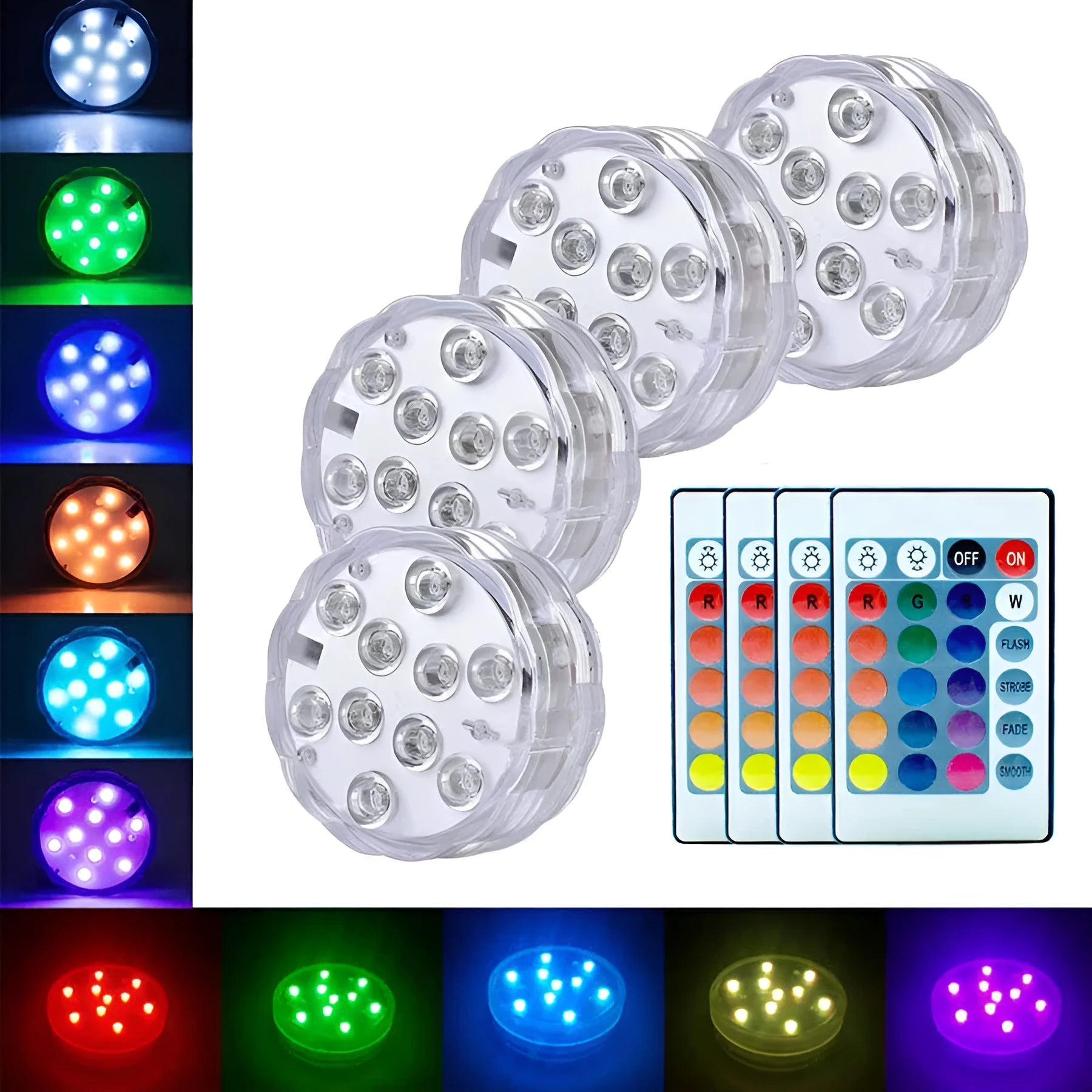 Circular waterproof LED light with remote control for garden pools and indoor decoration