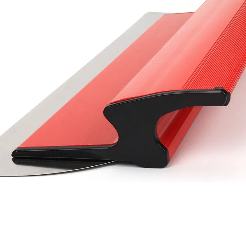 Red leveling scraper wall paint tool with 40cm handle for putty removal and wallpaper application