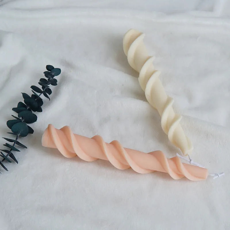 Spiral lace rod silicone candle mould for making decorative pillar candles