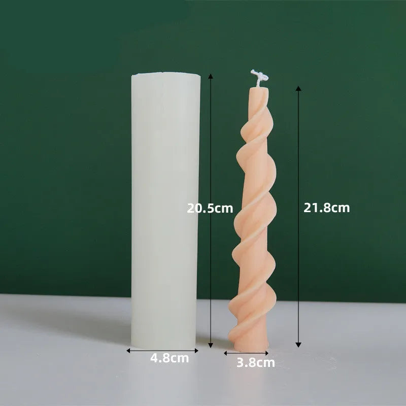 Spiral lace rod silicone candle mould for making decorative pillar candles