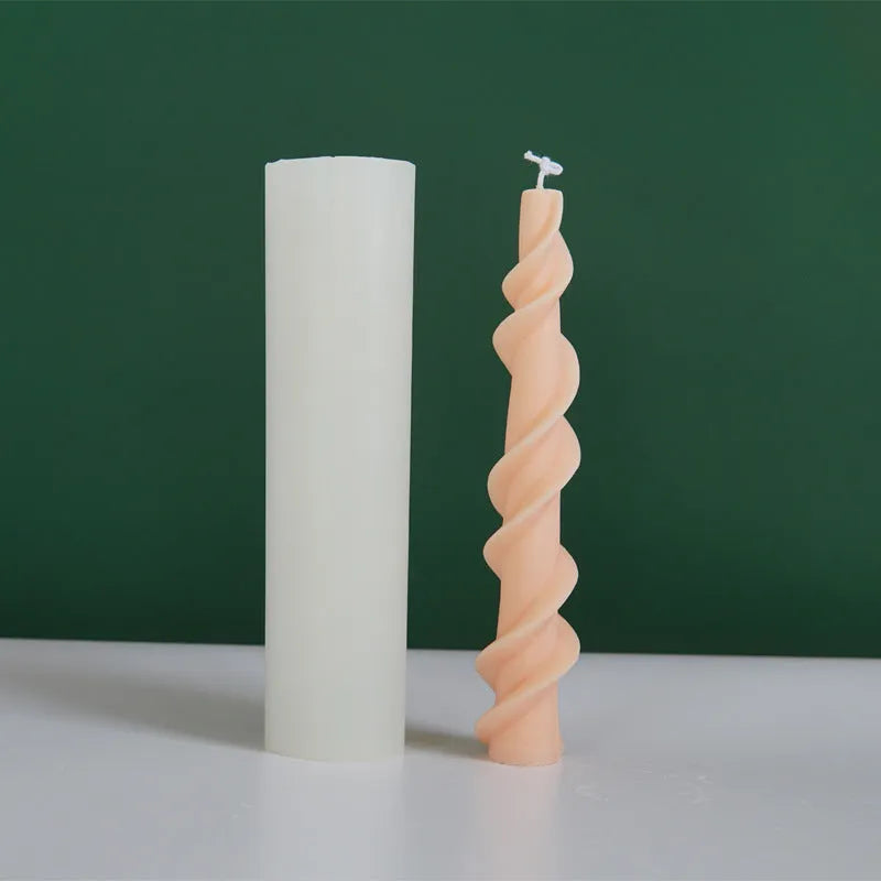 Spiral lace rod silicone candle mould for making decorative pillar candles