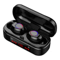 V7 LED button version true wireless Bluetooth earphones with charging case and three silicone ear cap sizes