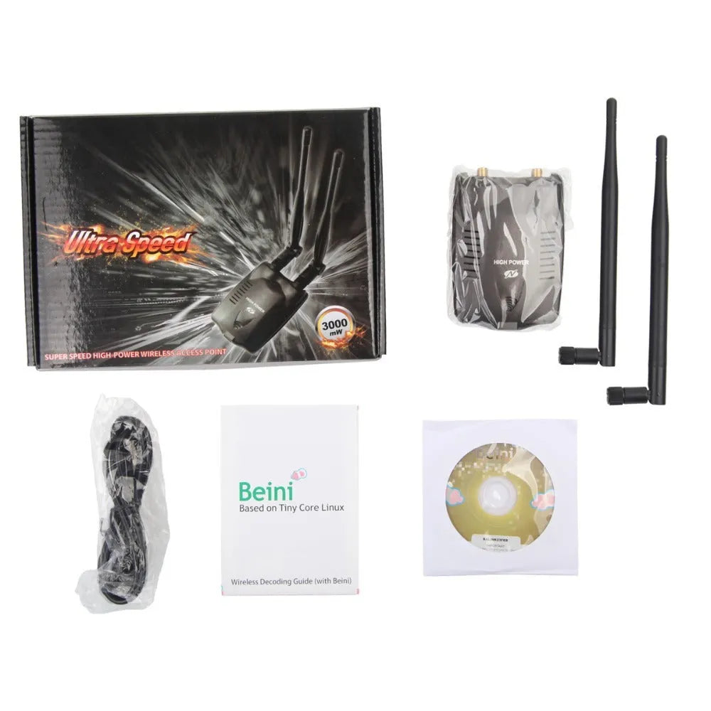 3070L chipset USB Wi-Fi network adapter in black with USB connector