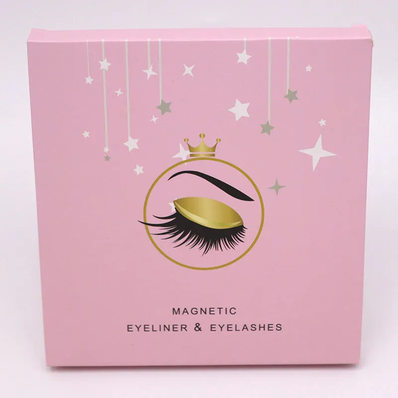 Magnetic false eyelashes and dual-purpose eyeliner set in packaging