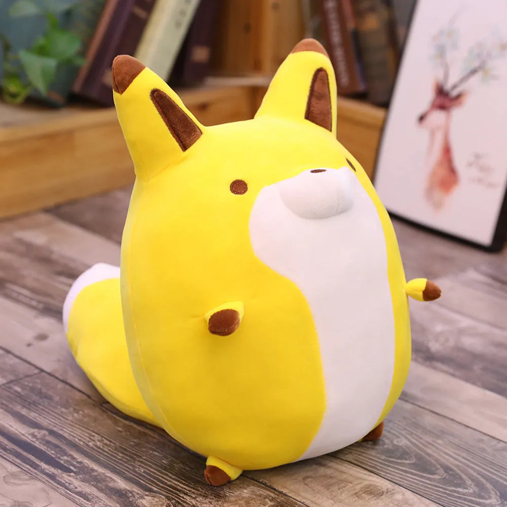 Crystal super soft plush toy pillow shaped like a cartoon raccoon or fox with white and brown colouring