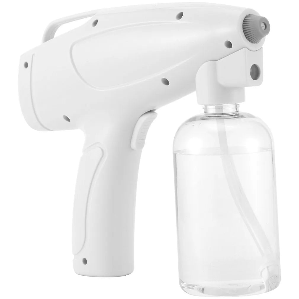 White handheld wireless electric spray disinfection gun with USB charging port