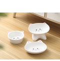 Small ceramic cat face shape pet food bowl in white porcelain for cats and dogs