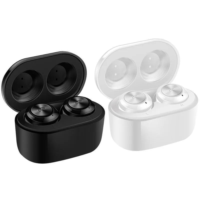Black and white A6 TWS Bluetooth 5.0 wireless noise cancelling earbuds