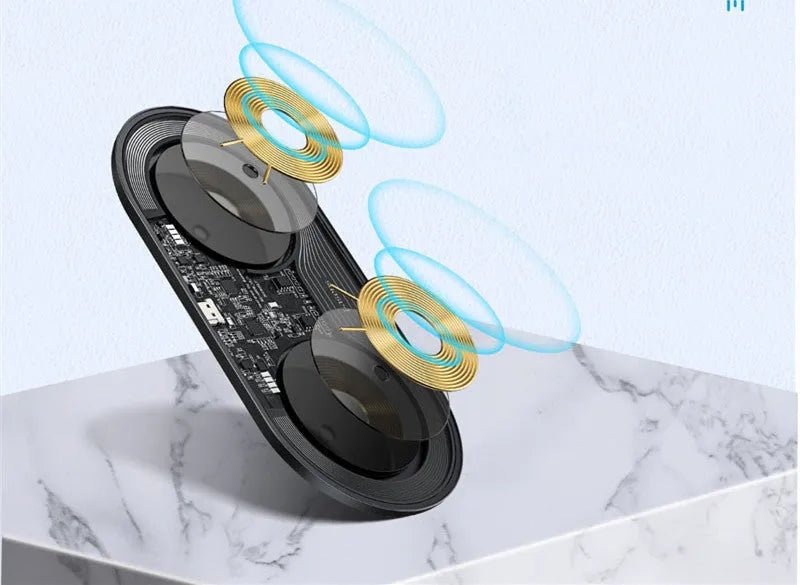Baseus Minimalist 2-in-1 wireless charging pad for phone and AirPods in three colours.