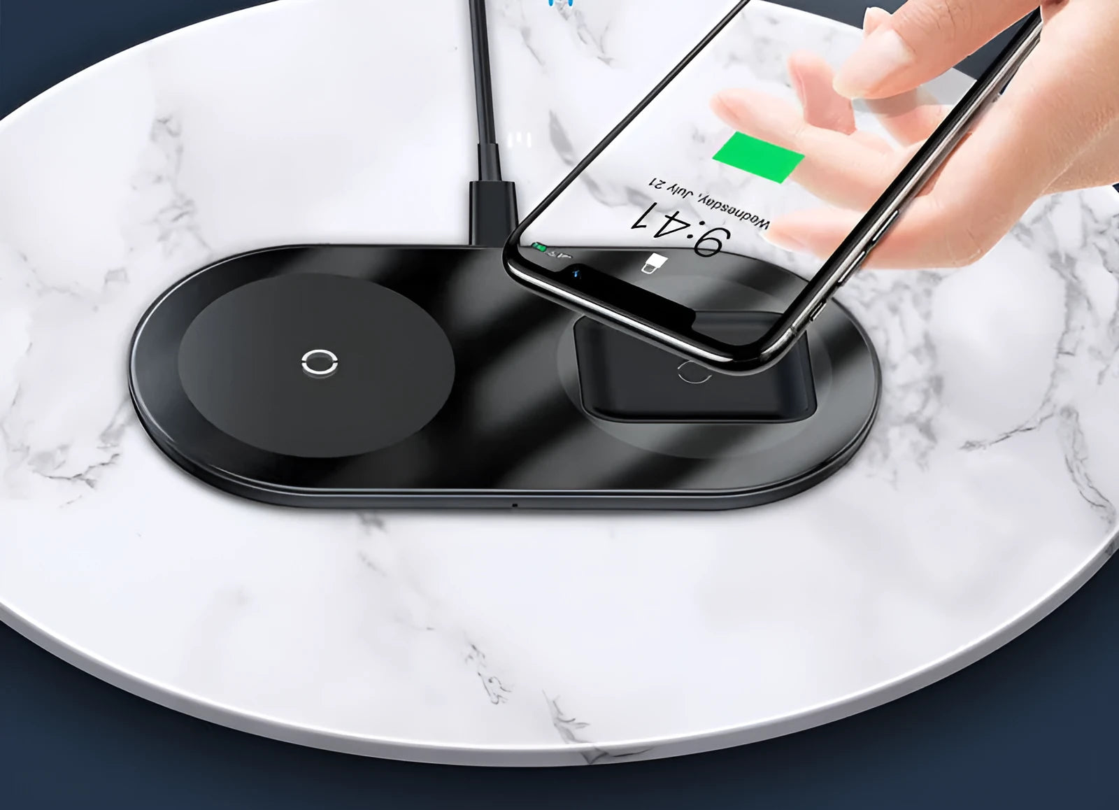 Baseus Minimalist 2-in-1 wireless charging pad for phone and AirPods in three colours.