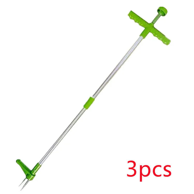 Aluminium tube gardening weeding tool with weed puller component for manual plant removal