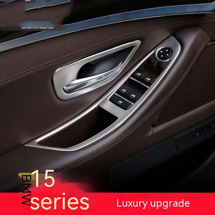 BMW 5 Series interior door handle decorative trim strips in silver finish