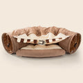 Collapsible cloth cat tunnel in a choice of four colours, shown with dimensions 45cm long by 50cm wide.