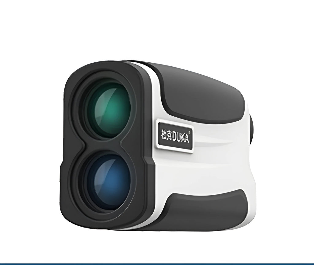 Laser golf range finder showing distance measurement up to 1500 metres for outdoor use.